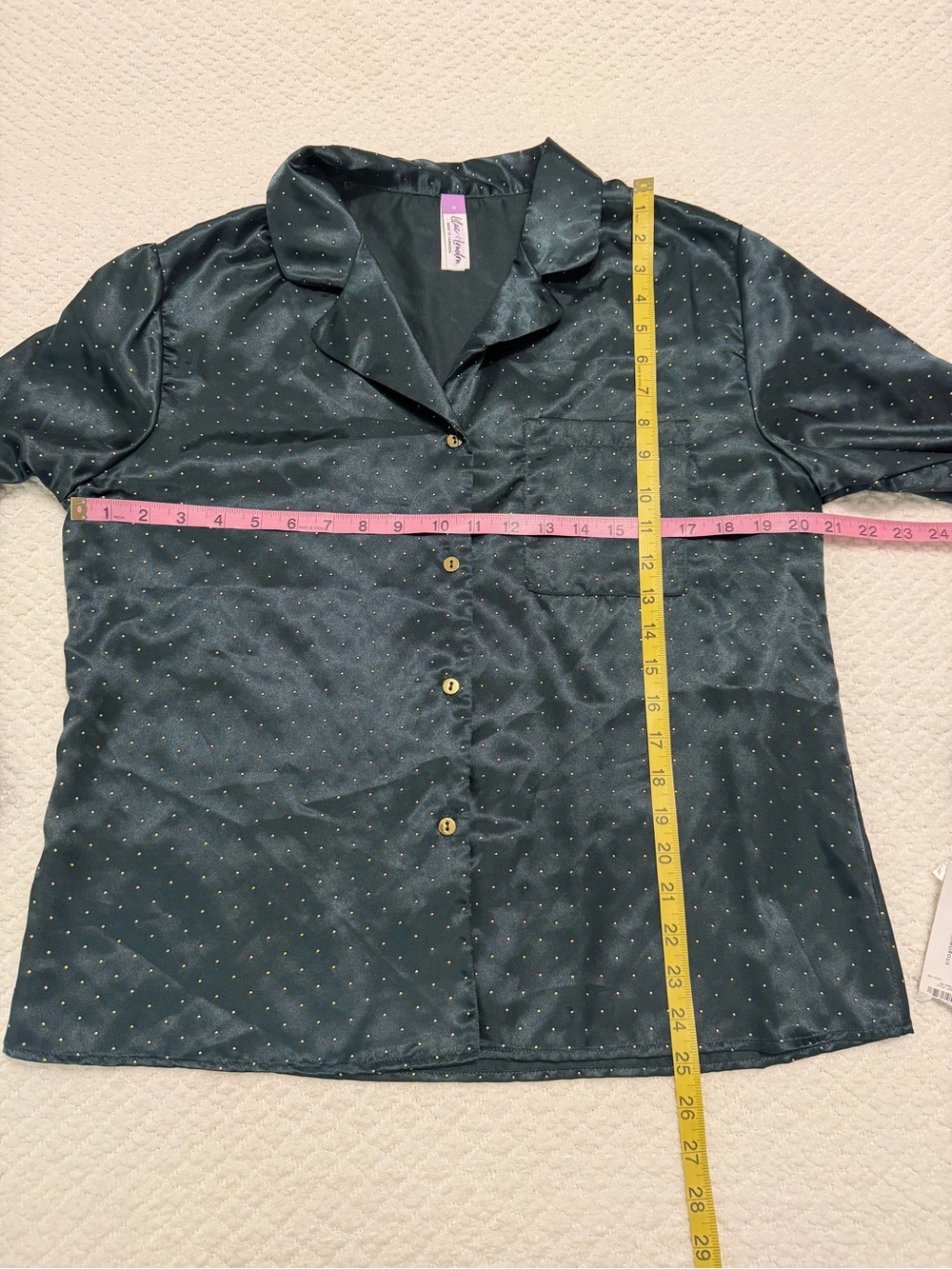 Lilac+London Satin Button-Down Pajama Top & Pajama Shorts Women’s Size Medium - Picture 9 of 13